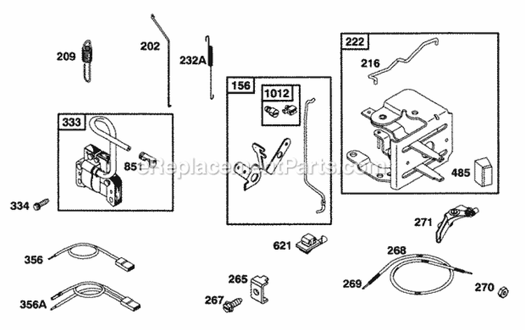 Control Elect Diagram and Parts List for 093232-0040-01  Briggs and Stratton Engine